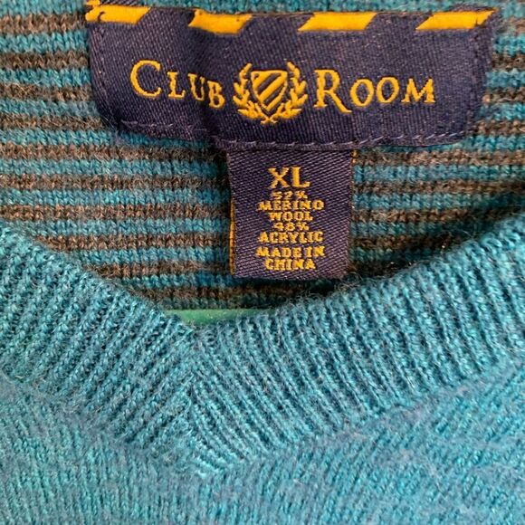 Club Room Size XL Men’s V-Neck Sweater in Teal - Picture 2 of 3